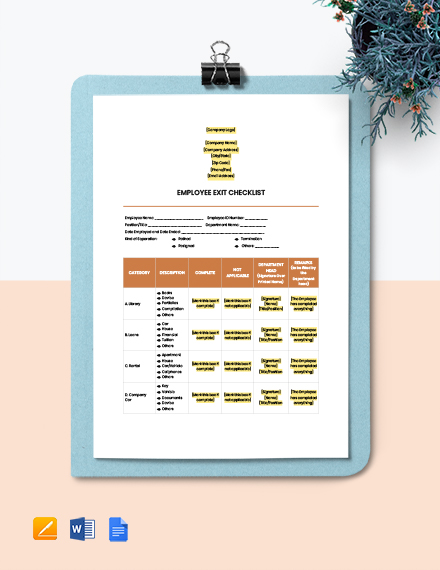 FREE Employee Checklist Template Download in Word Google Docs Excel