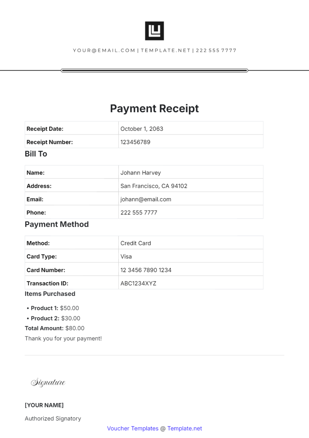 Payment Receipt Template