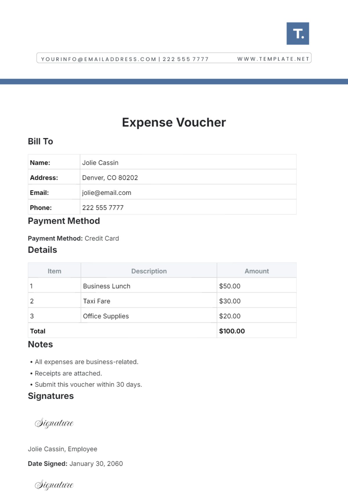 Expense Voucher Template - Edit Online & Download