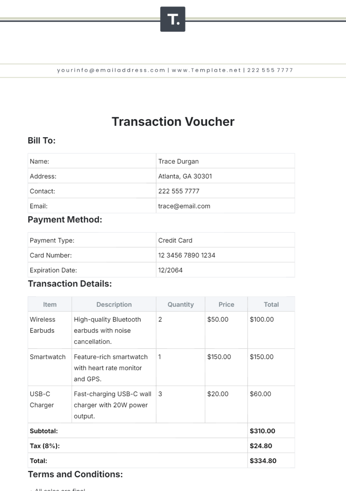 Free Transaction Voucher Template