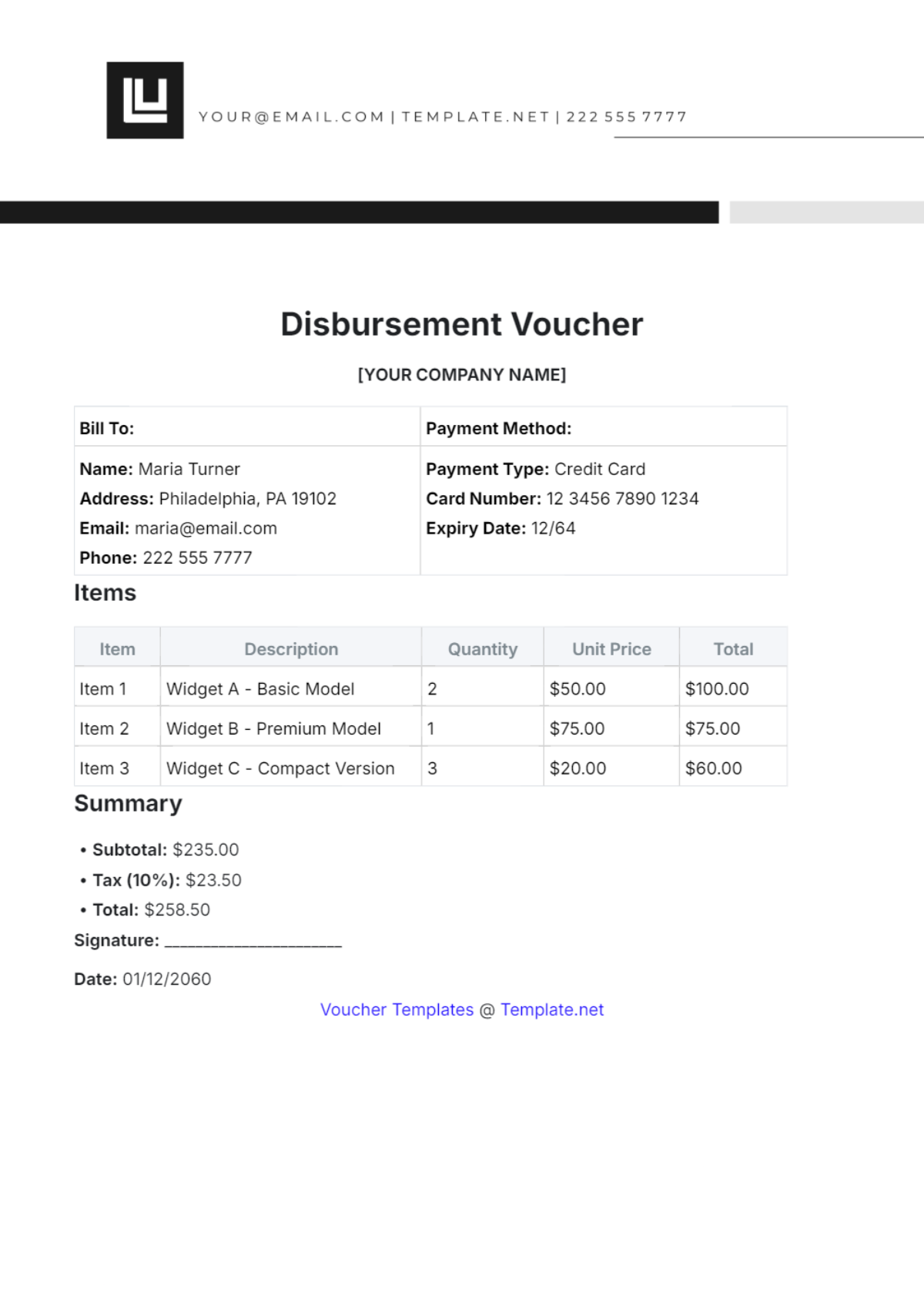 Disbursement Voucher Template - Edit Online & Download