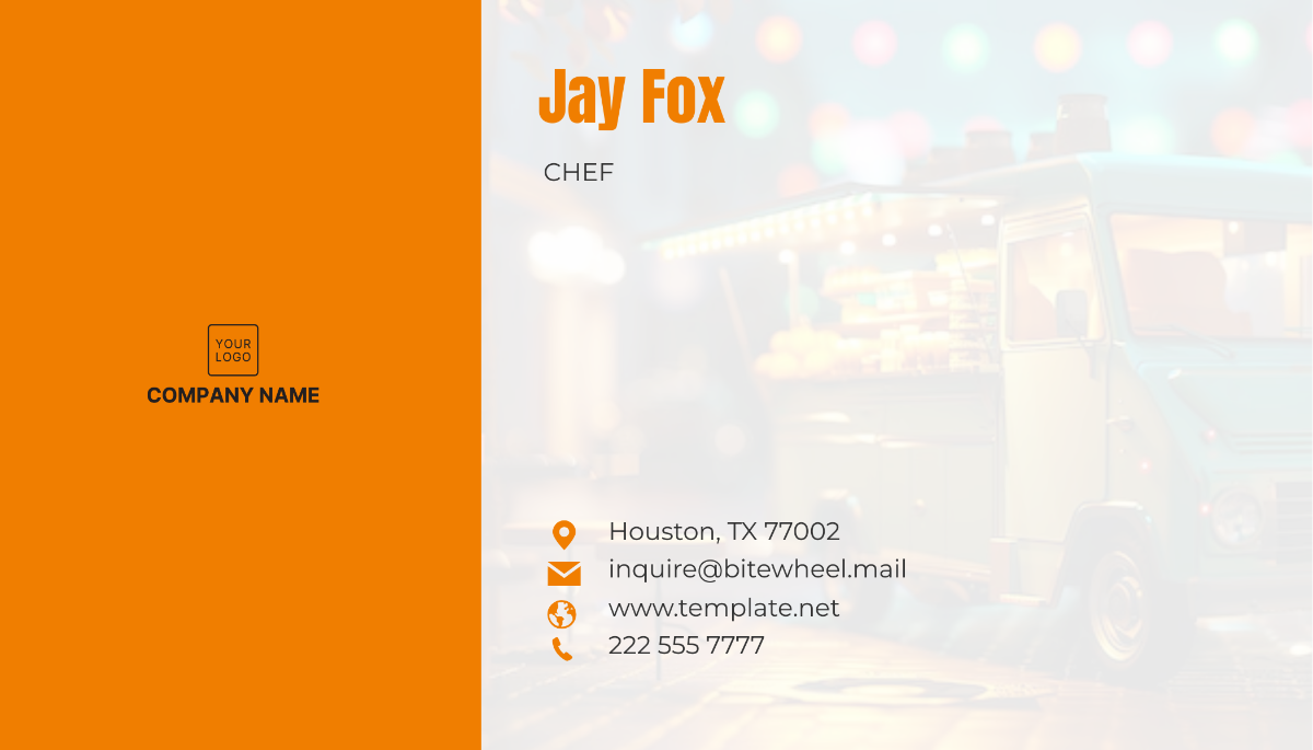 Food Truck Business Card Template - Edit Online & Download