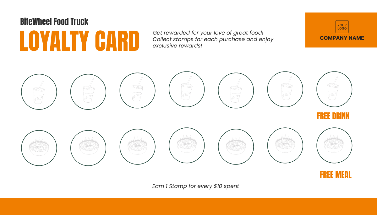 Food Truck Loyalty Card Template - Edit Online & Download