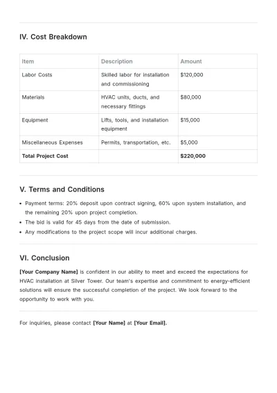 Free Bid Template to Edit Online