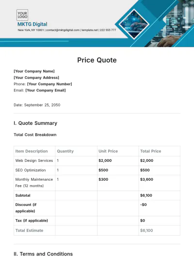 Free Price Quote Template to Edit Online