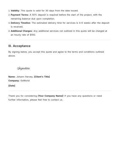 Free Price Quote Template to Edit Online