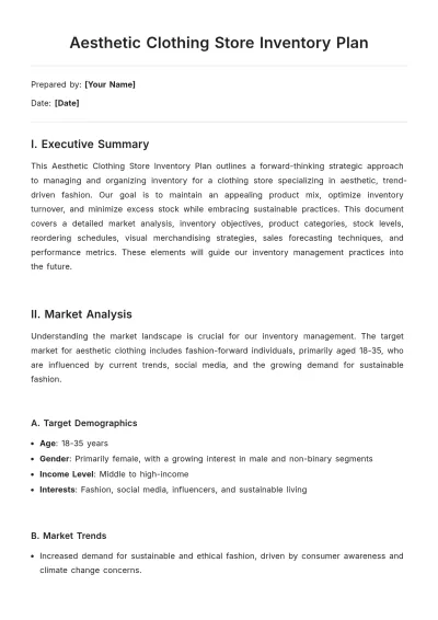 Free Aesthetic Clothing Store Inventory Plan Template to Edit Online