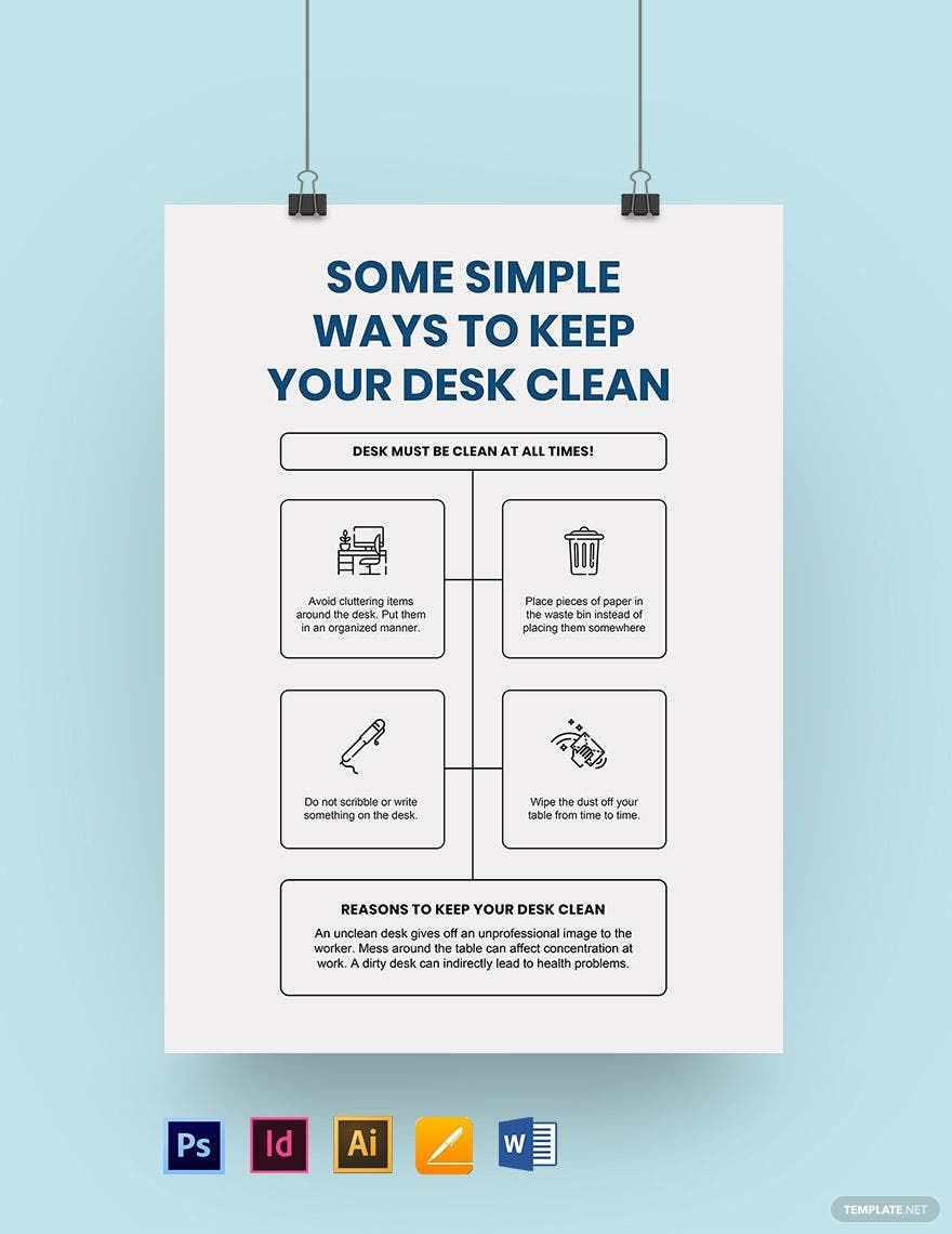 Clean Desk Policy Poster Template
