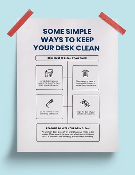 Clean Desk Policy Poster Template Word Psd Indesign Apple