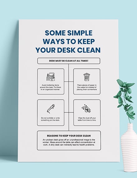 Clean Desk Policy Poster Template Word Psd Indesign Apple