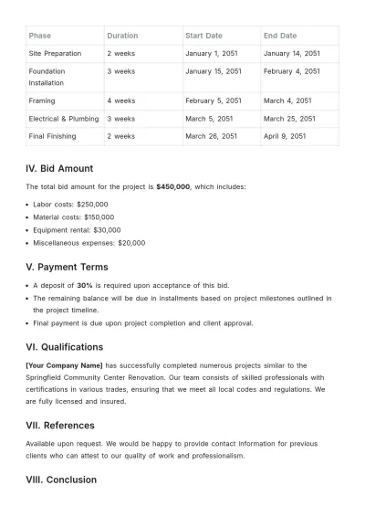 Free Contractor Bid Template to Edit Online