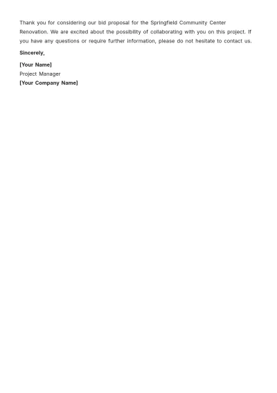 Free Contractor Bid Template to Edit Online