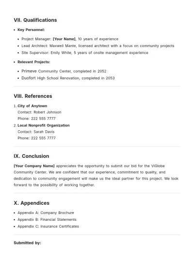 Free Bid Submission Template to Edit Online