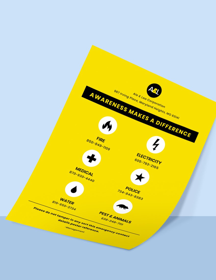 Emergency Contact Details Poster Template