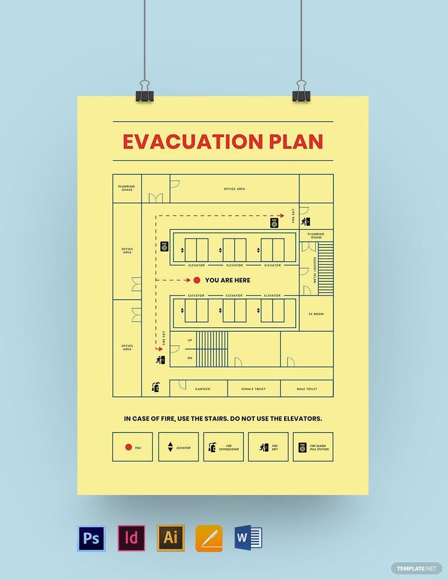 Building Evacuation Plan Poster Template in Word, Illustrator, PSD, Apple Pages, InDesign