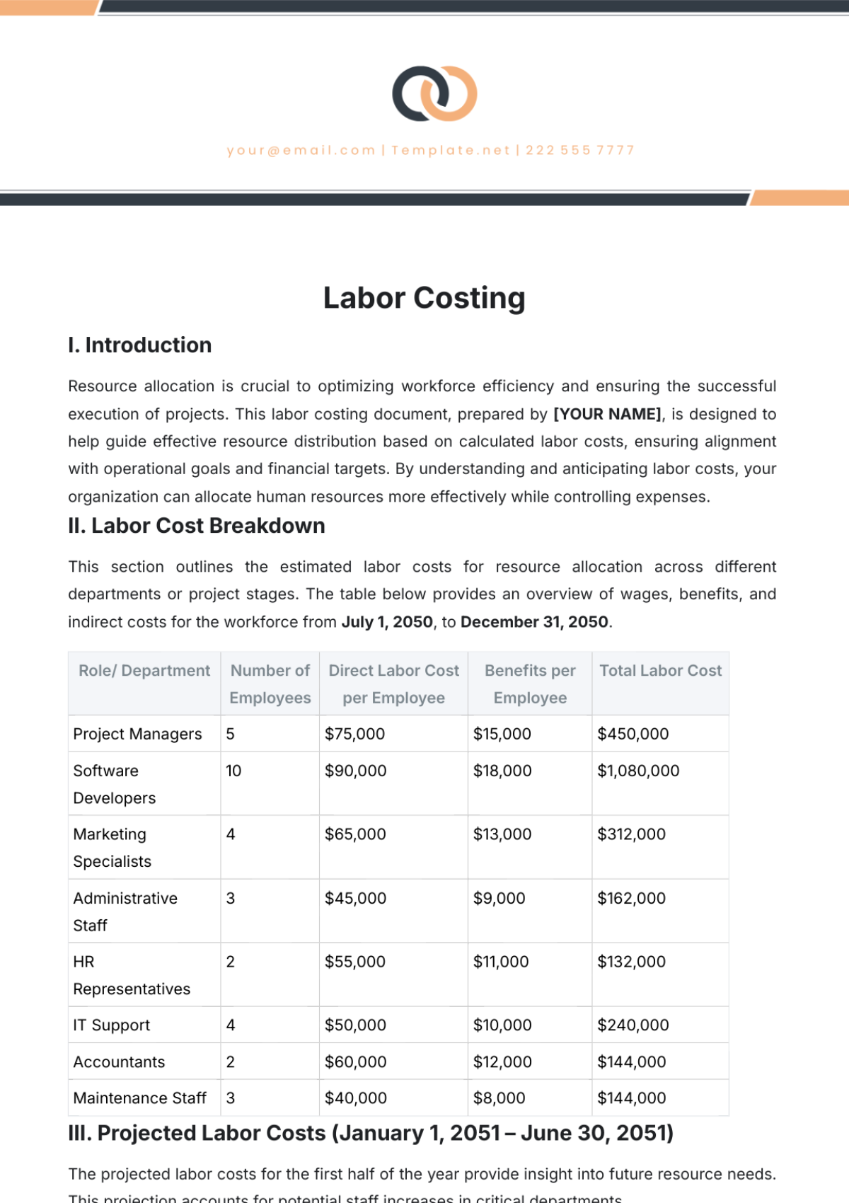 Labor Costing Template - Edit Online & Download