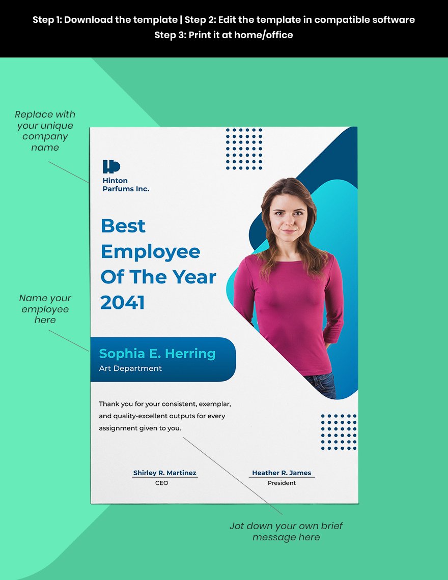 Best Employee of the year Poster Template Sample