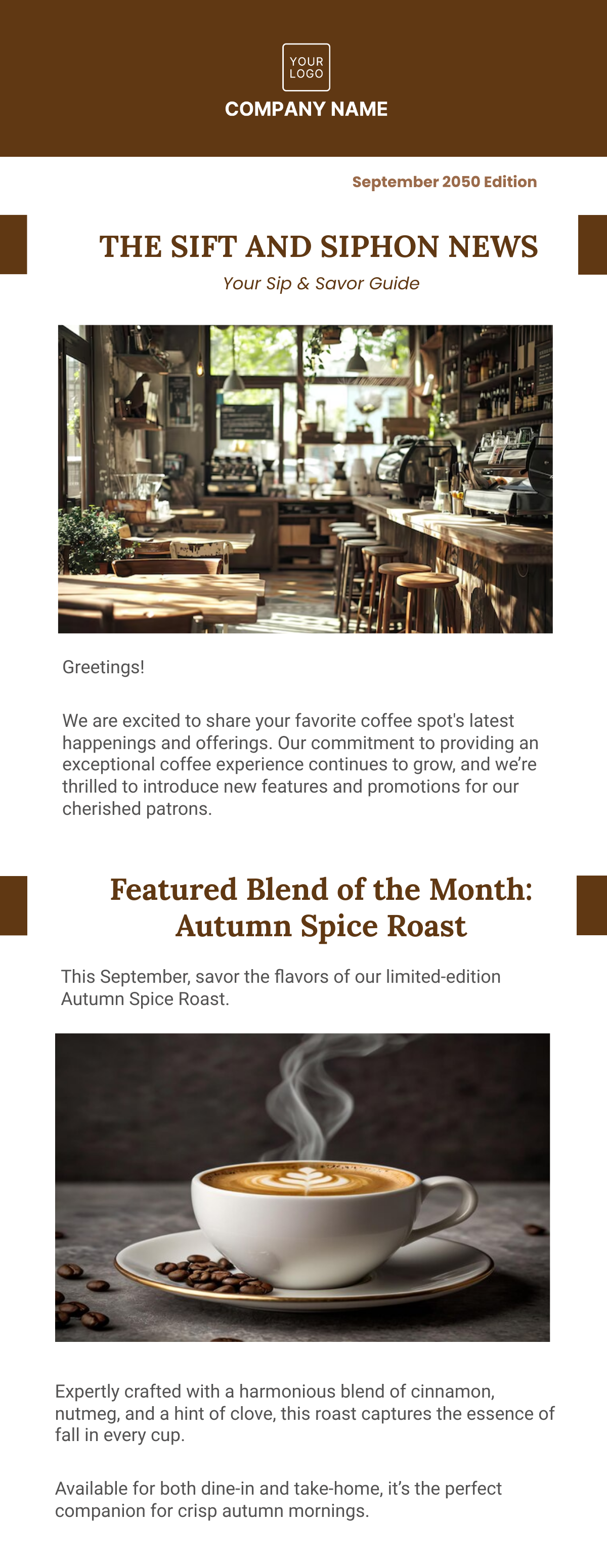 Coffee Shop Newsletter Template - Edit Online & Download