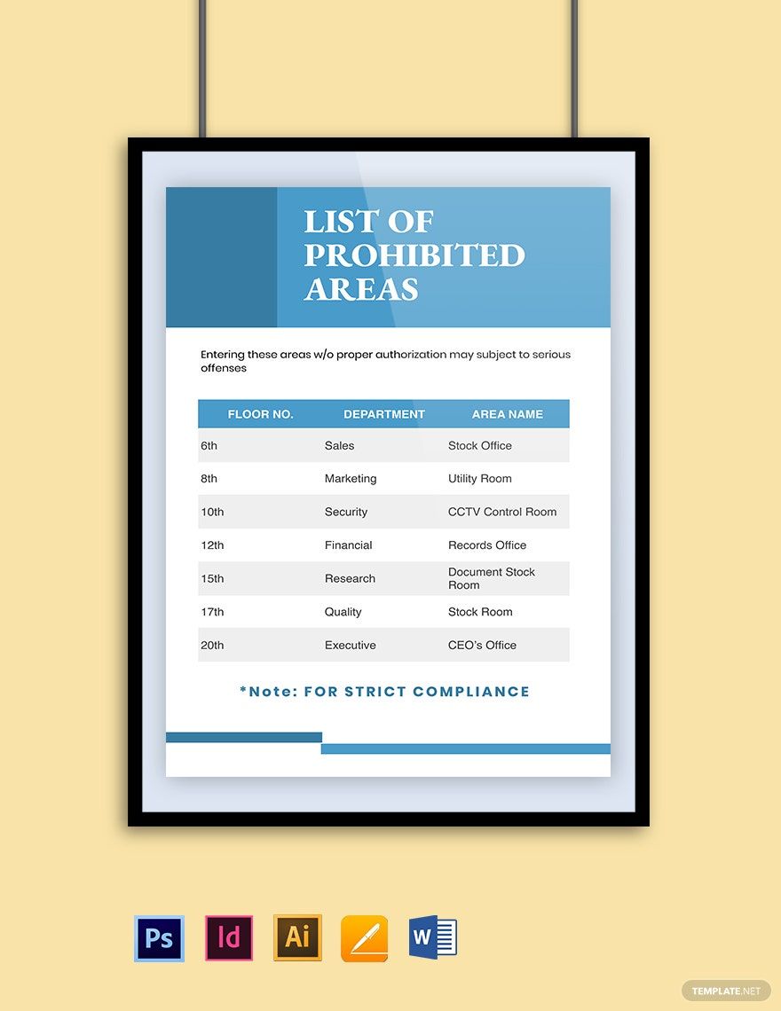 Free Prohibited Area Poster Template