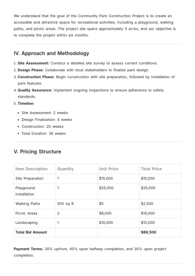 Free General Bid Format Template to Edit Online