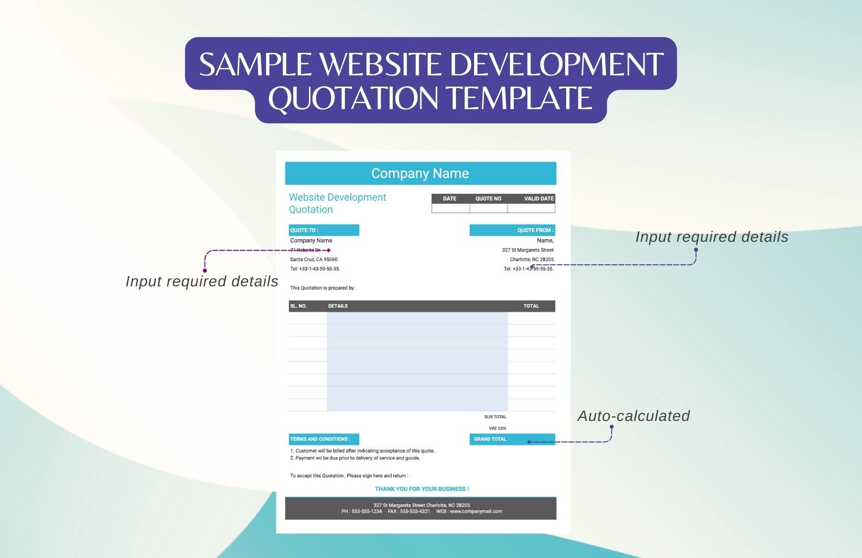 Sample Website Development Quotation Template