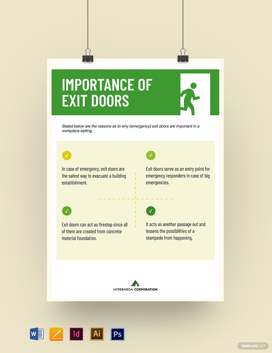 Exit Door Poster Template in Word, Illustrator, PSD, Apple Pages