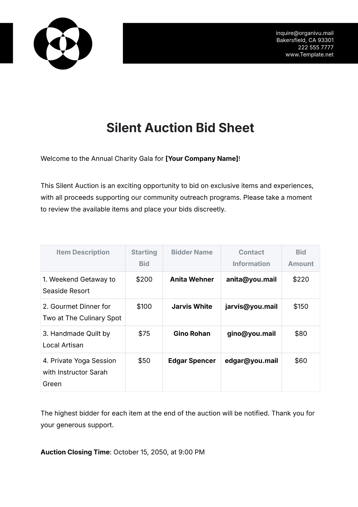 Free Bid Templates To Edit Online Free Bid Templates To Edit Online