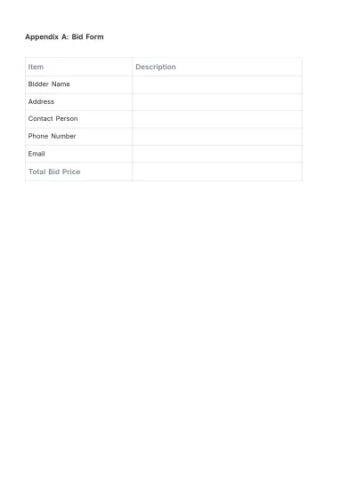 Free Bid Specification Template to Edit Online