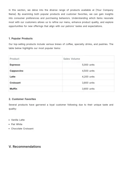 Free Coffee Shop Report Template to Edit Online