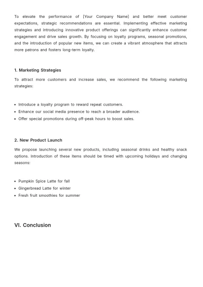 Free Coffee Shop Report Template to Edit Online