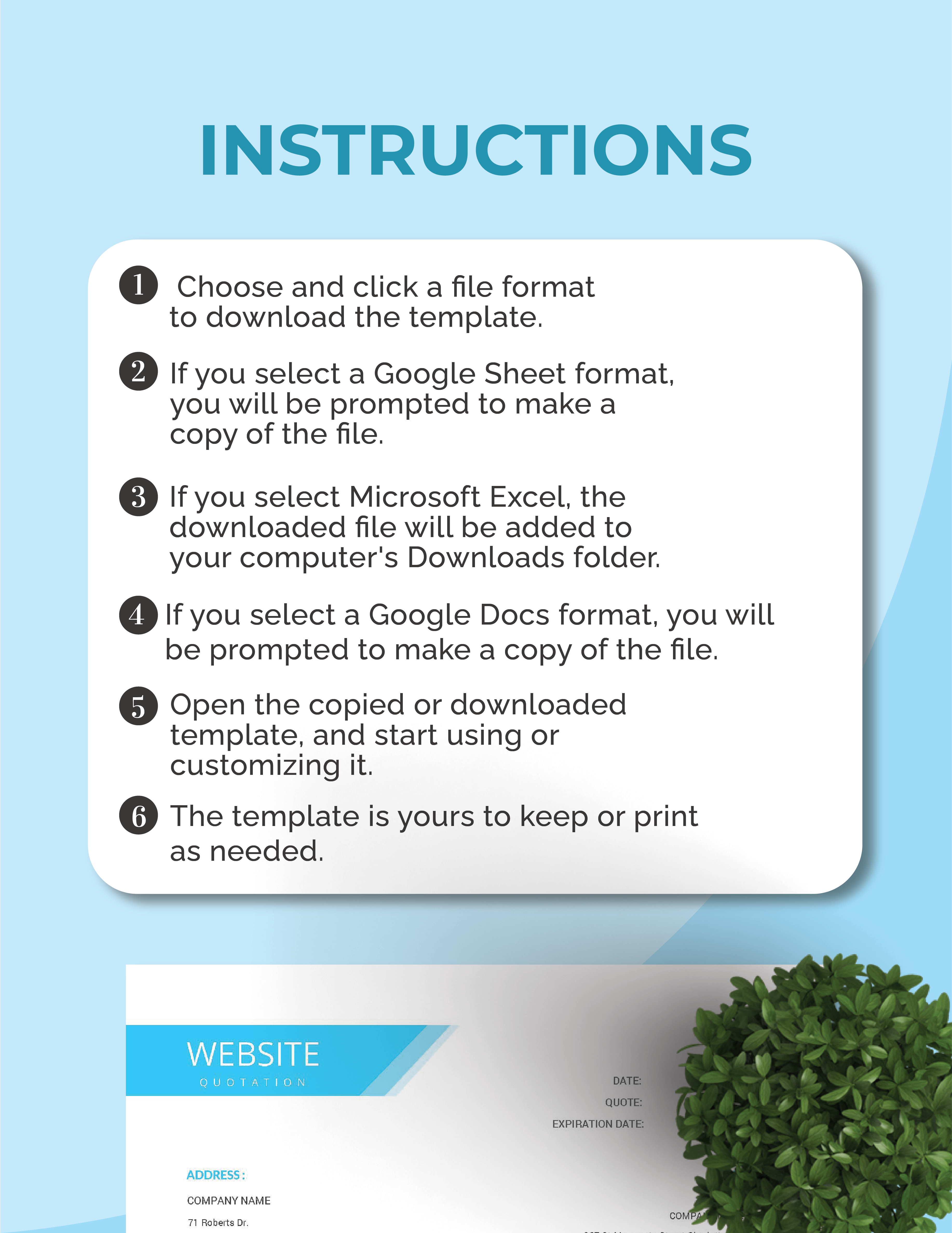 Website Quotation Template - Google Docs, Google Sheets, Excel, Word ...