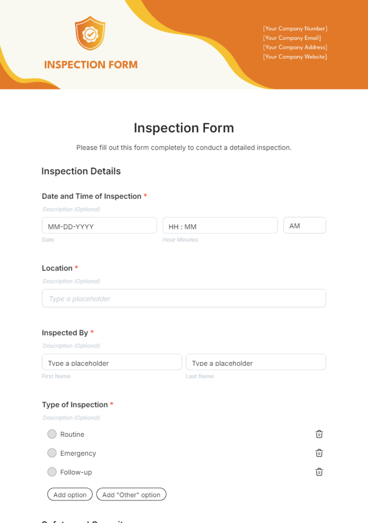 Inspection Form Template - Edit Online & Download