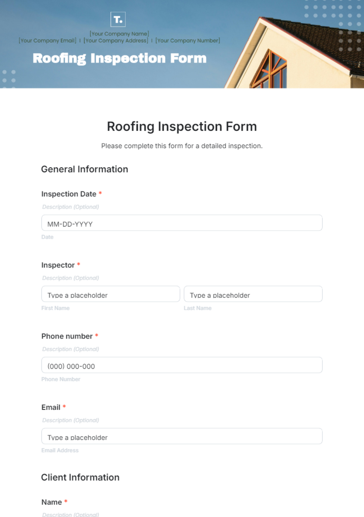 Roofing Inspection Form Template