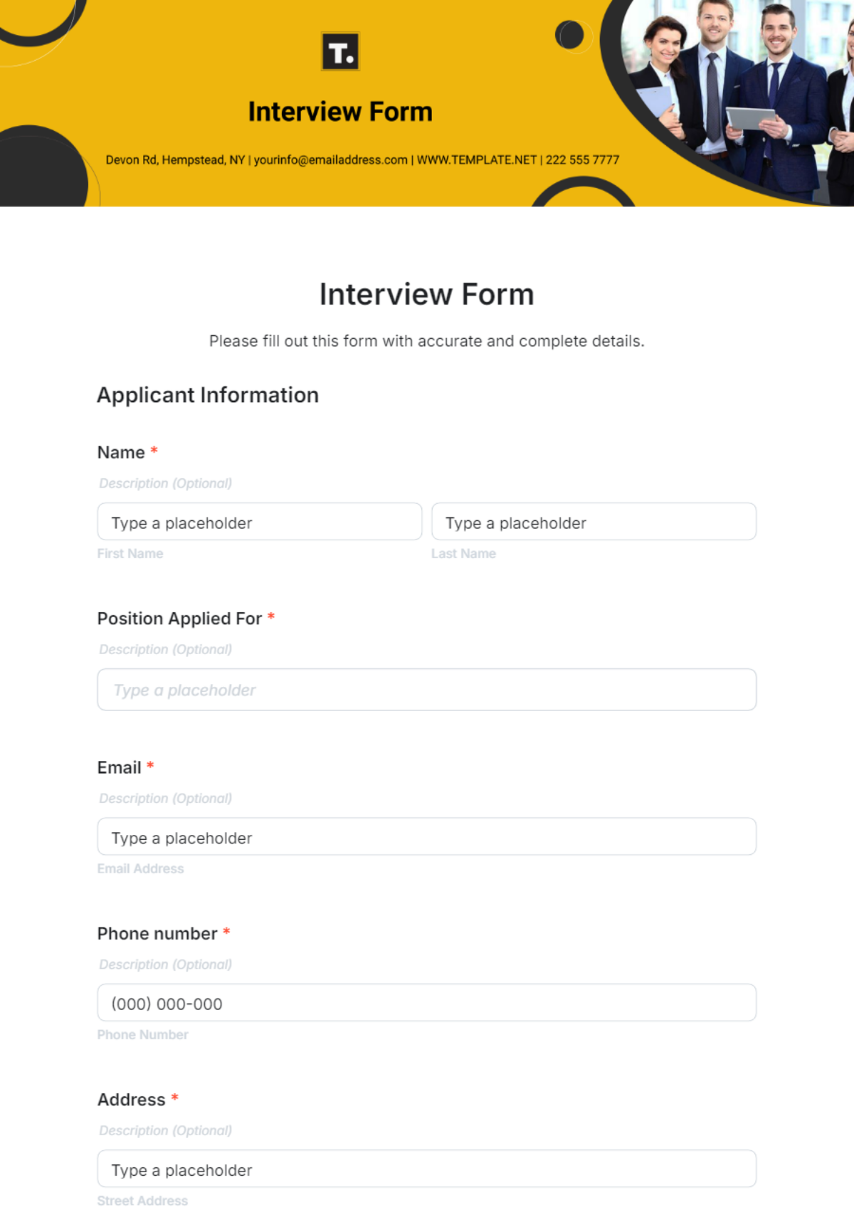 Interview Form Template - Edit Online & Download