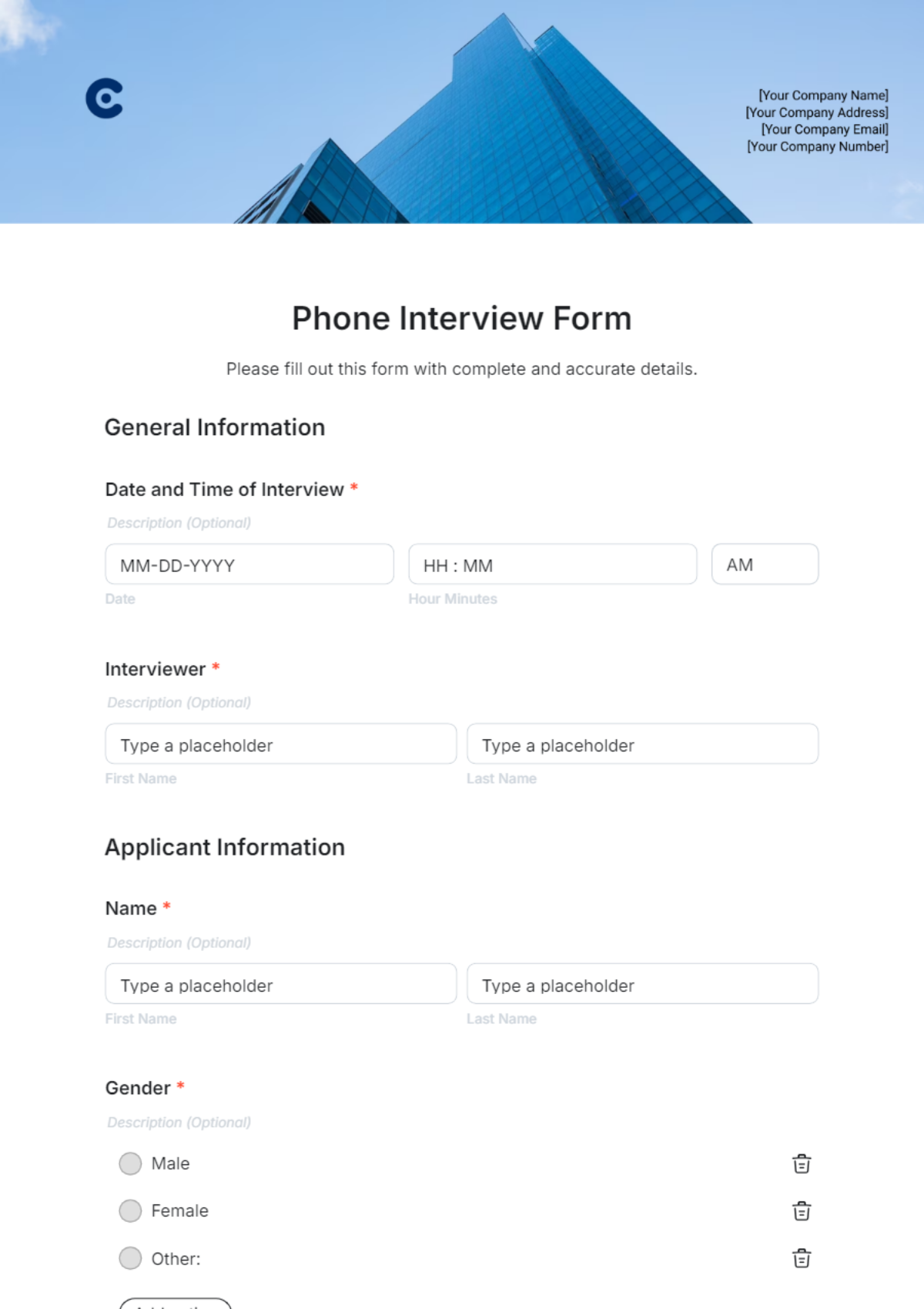 Phone Interview Form Template - Edit Online & Download