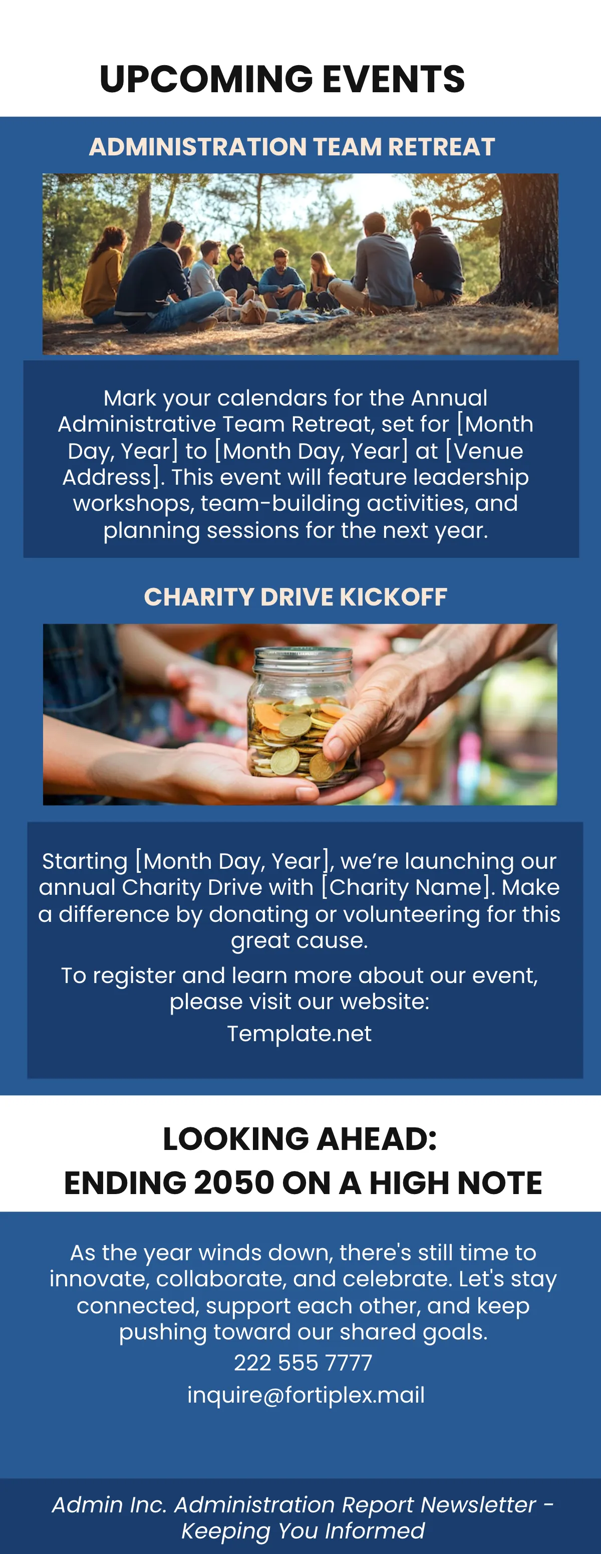 Free Administration Company Newsletter Template to Edit Online