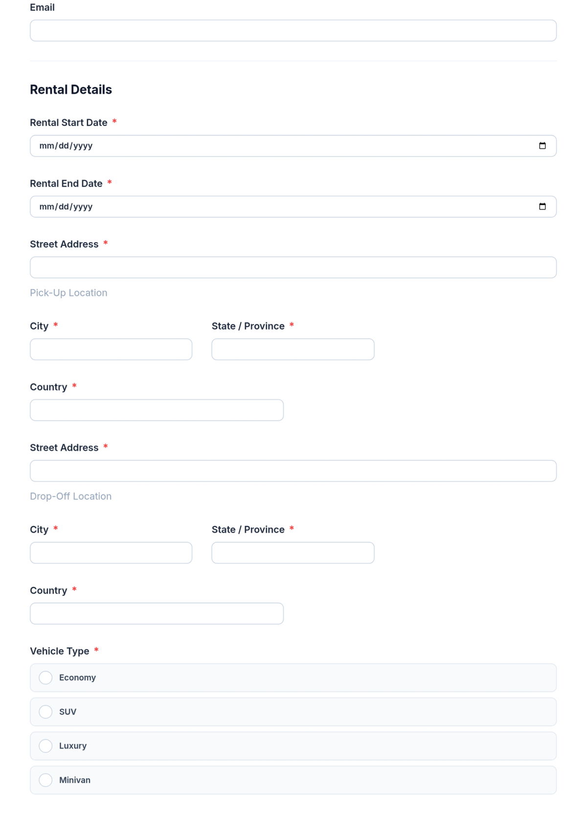 Free Car Rental Application Form Template & AI Maker Free Car Rental Application Form Template & AI Maker