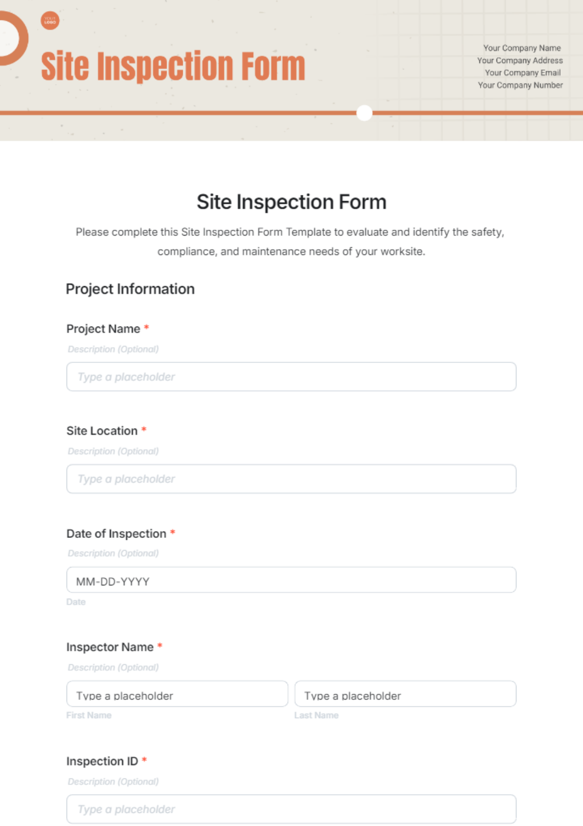 Site Inspection Form Template