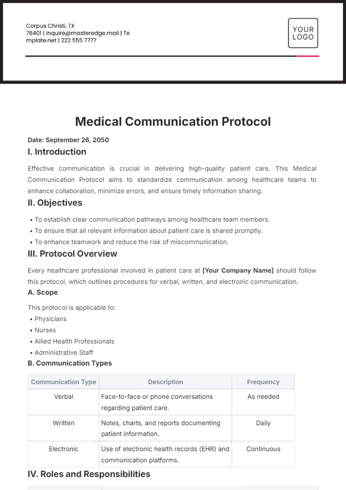 Free Medical Communication Protocol Template To Edit Online