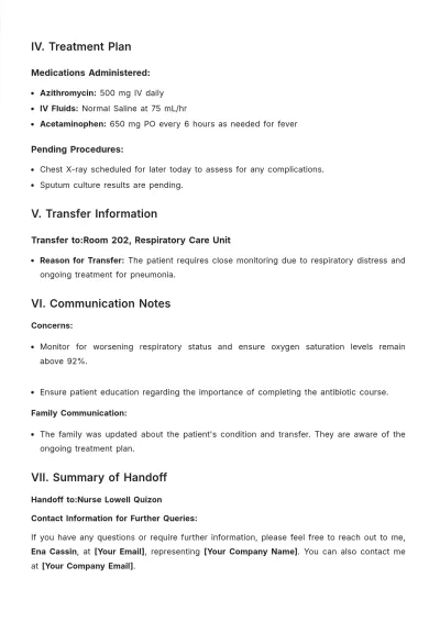 Free Nursing Handoff Report Template to Edit Online