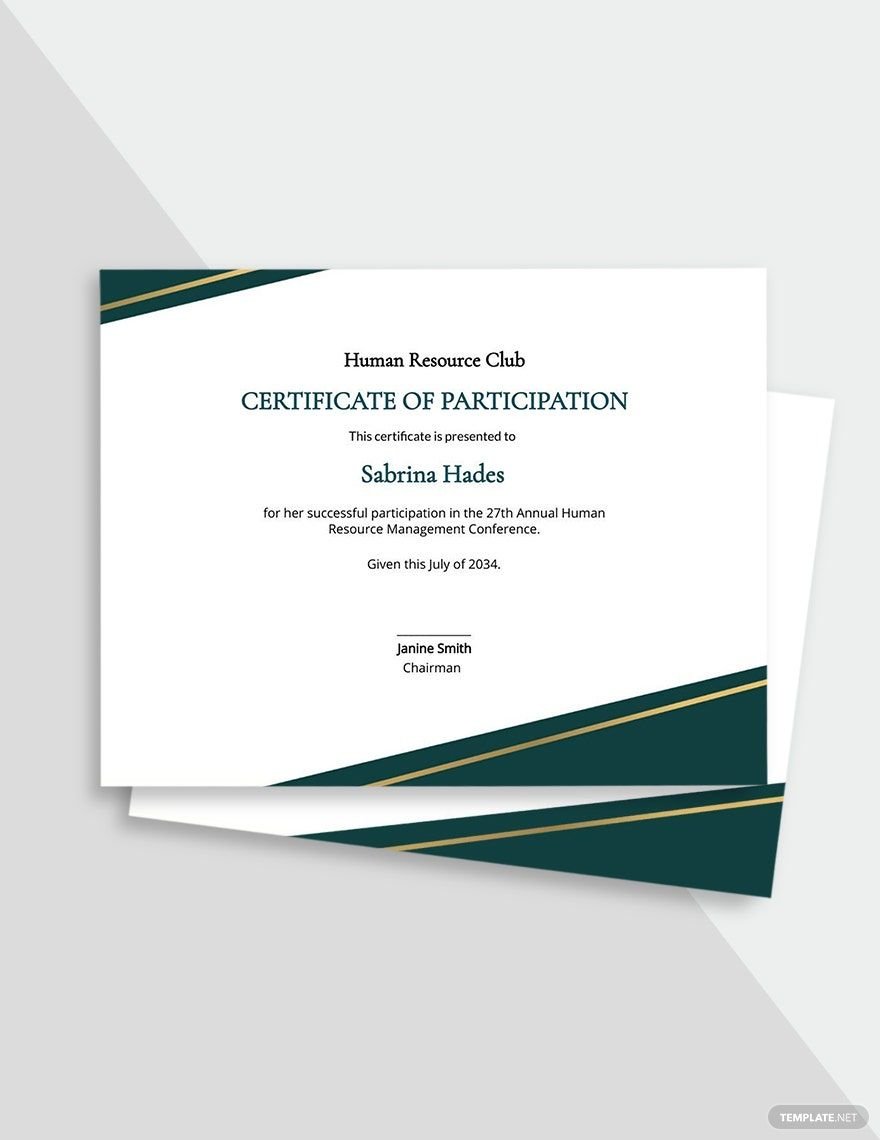 Sample HR Certificate Template