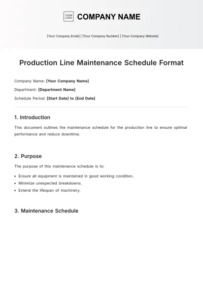 Free Production Line Maintenance Schedule Format Template to Edit Online