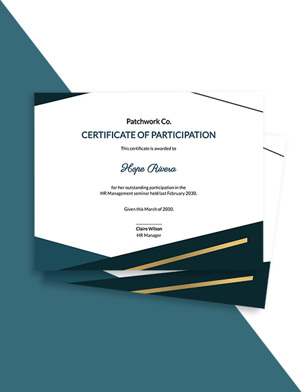 Free Simple HR Certificate Template - Illustrator, InDesign, Word, Apple Pages, PSD, PDF