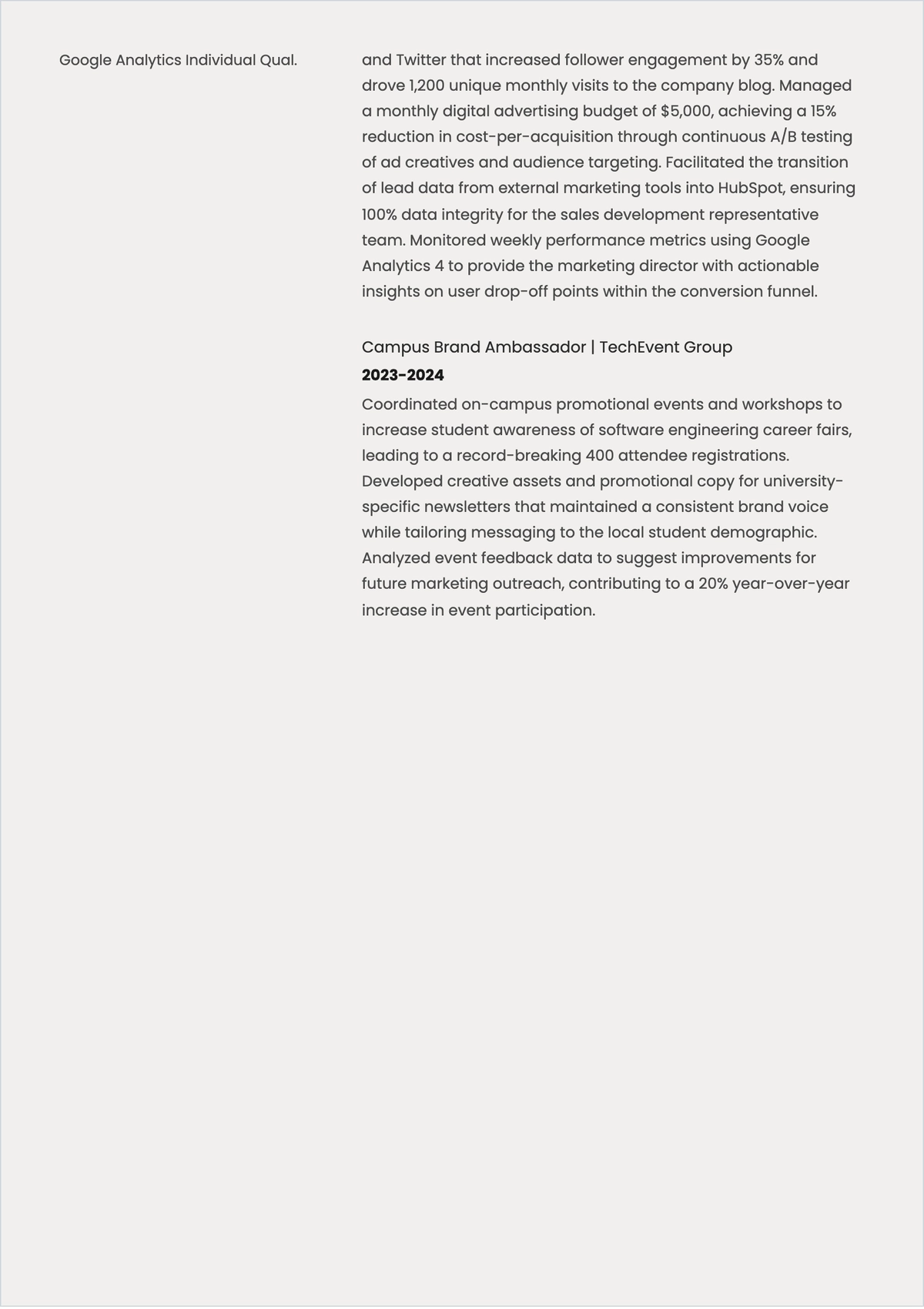 Free Graduate ATS Resume Template, AI Resume Builder