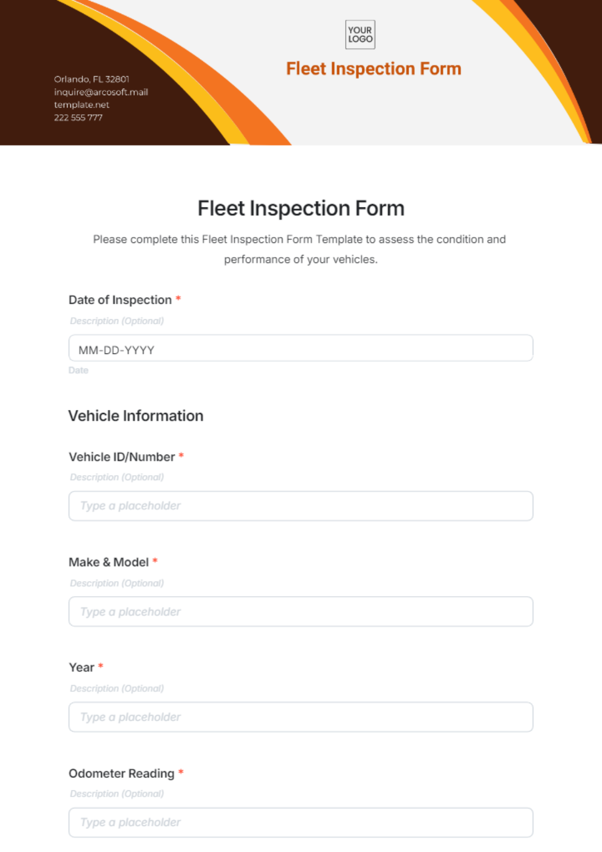 Fleet Inspection Form Template