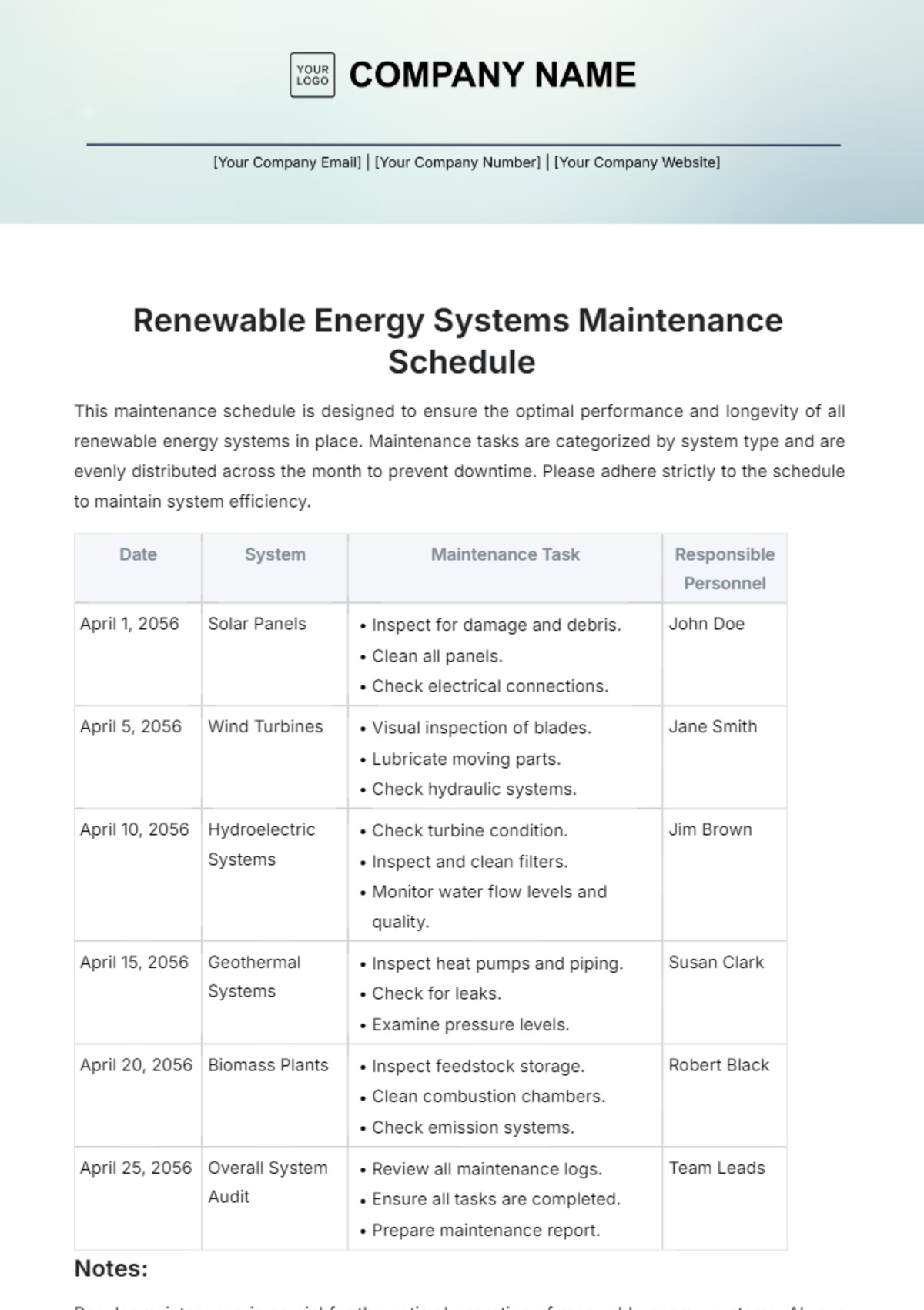 Hvac Preventive Maintenance Schedule Template Infoupdate Hvac Preventive Maintenance Schedule Template Infoupdate