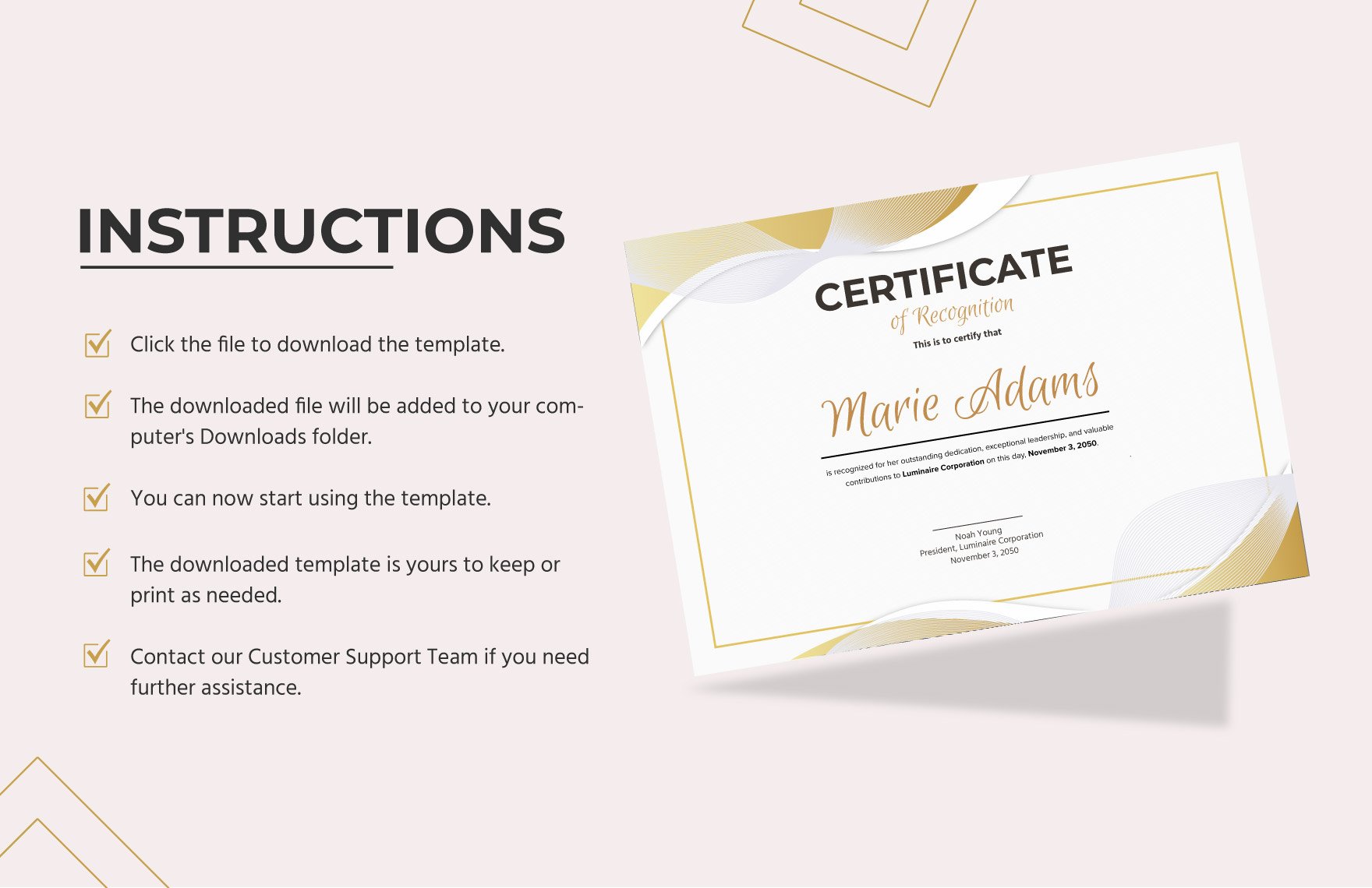 Recognition Certificate Template