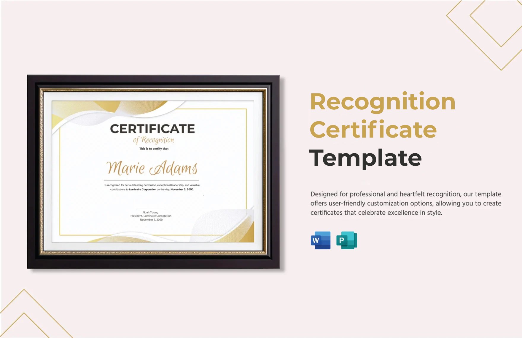 Free Recognition Certificate Template in Word, Publisher