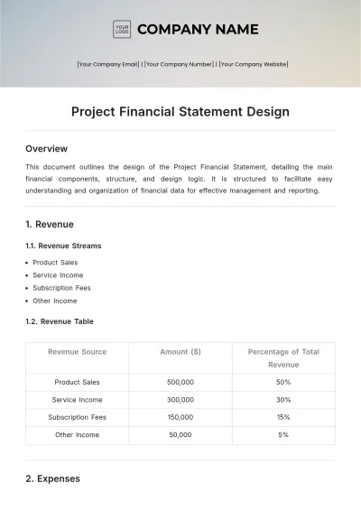 Free Project Financial Statement  Design Template to Edit Online