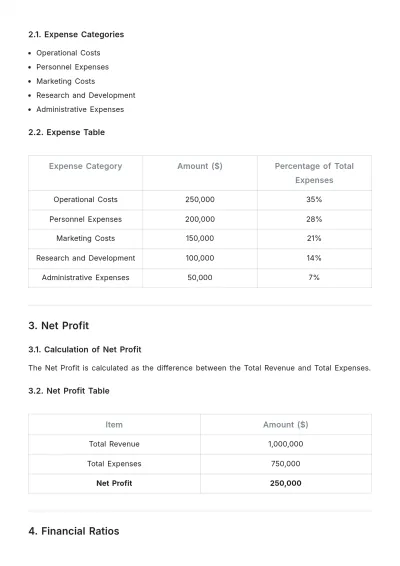 Free Project Financial Statement  Design Template to Edit Online